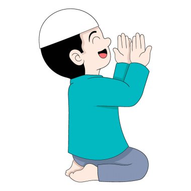 Çocuk Tanrı 'ya dua ediyor. vektör tasarımı illüstrasyon sanatı