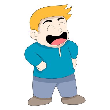 Şişko çocuk kahkahalarla gülüyor. vektör tasarımı illüstrasyon sanatı