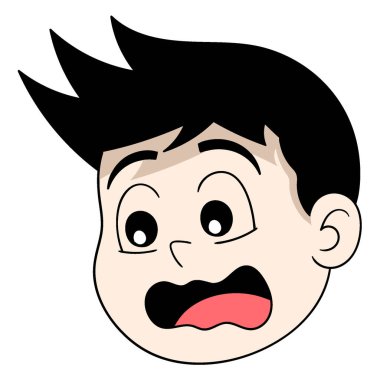 Kabin başı surat ifadeli çocuk şok olmuş bir ifade sergiliyor. vektör tasarımı illüstrasyon sanatı