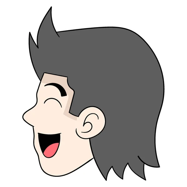 Emoticon Boy Face Laughing Expression Vector Design Illustration Art — Stock Vector