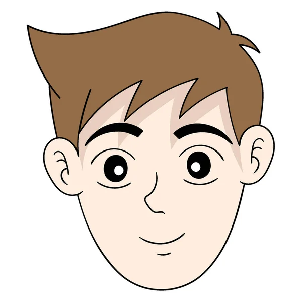 Emoticon Jungenkopf Mit Einem Hübschen Gesicht Mit Stacheligen Haaren Vektor — Stockvektor