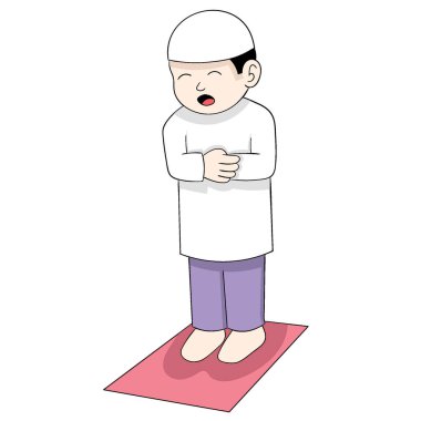 Erkekler ve kızlar İslam 'a tapıyor, vektör tasarımı çizim sanatı