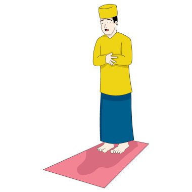 İslami çocuk dua ve vektör tasarım sanatını icra ediyor.