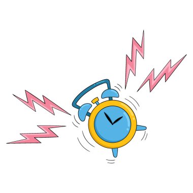 Alarm saati yüksek sesle çalar, vektör tasarımı çizim sanatı