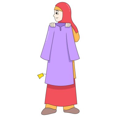 Genç kadınlar kıyafet almaya giderken, vektör tasarımı çizim sanatı