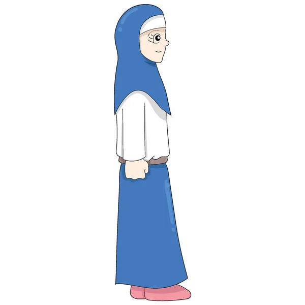 Belles Femmes Islamiques Sont Amicales Portant Beaux Vêtements Art Vectoriel — Image vectorielle