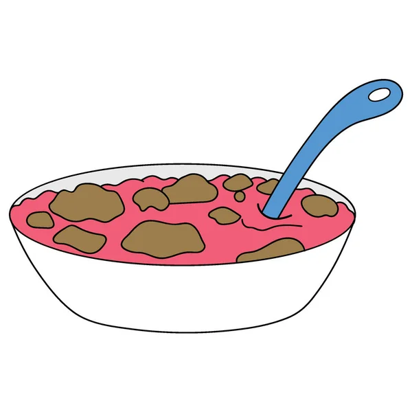 Köstliche Fleischige Rote Suppe Essen Vektor Design Illustration Kunst — Stockvektor