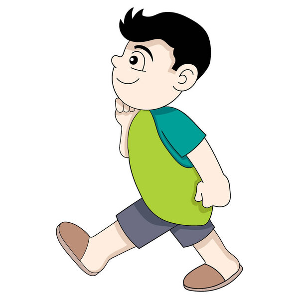 happy boy walking happily towards the playground, vector design illustration art