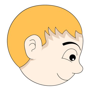 Sarışın erkek yüz ifadeleri arkadaşça gülümsüyor. vektör tasarımı illüstrasyon sanatı