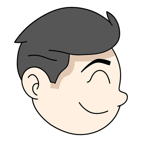 Gordinho Masculino Cabeça Emoticon Sorrindo Expressão Facial Desenho Vetorial Ilustração — Vetor de Stock
