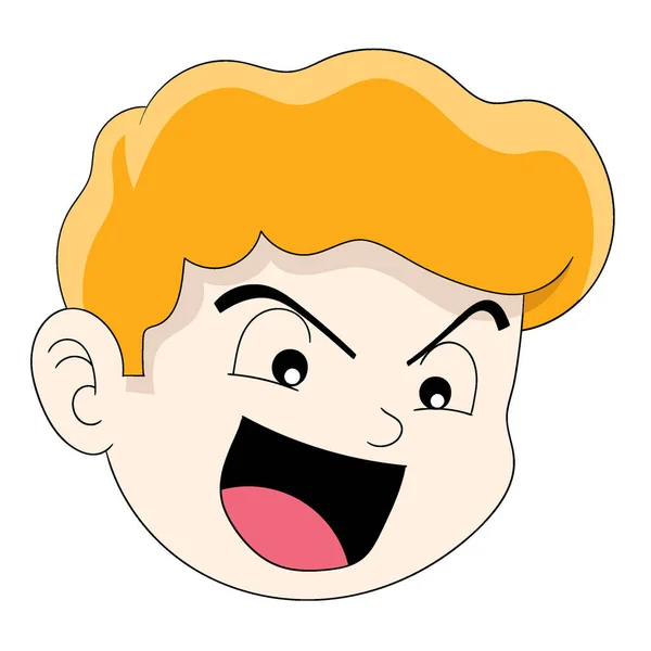 Hlava Chlapec Blond Emotikon Výraz Obličeje Posměšný Povýšený Ilustrace Vektorového — Stockový vektor