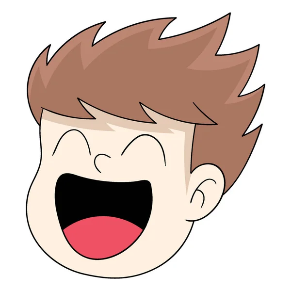 Head Boy Emoticon Έκφραση Προσώπου Γελώντας Χαρούμενος Εικονογράφηση Διανυσματικού Σχεδιασμού — Διανυσματικό Αρχείο