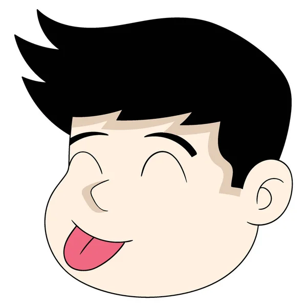 Head Boy Emoticon Spöttischen Gesichtsausdruck Streckt Zunge Vektor Design Illustration — Stockvektor