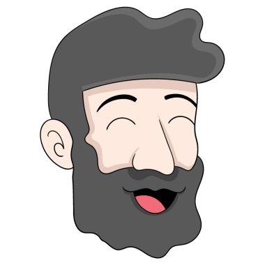 Pejmürde sakallı adam başı ifadesi. vektör tasarımı illüstrasyon sanatı