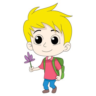  Vektör tasarım sanatı, yakışıklı çocuk biyoloji dersi için bitki taşıyor.