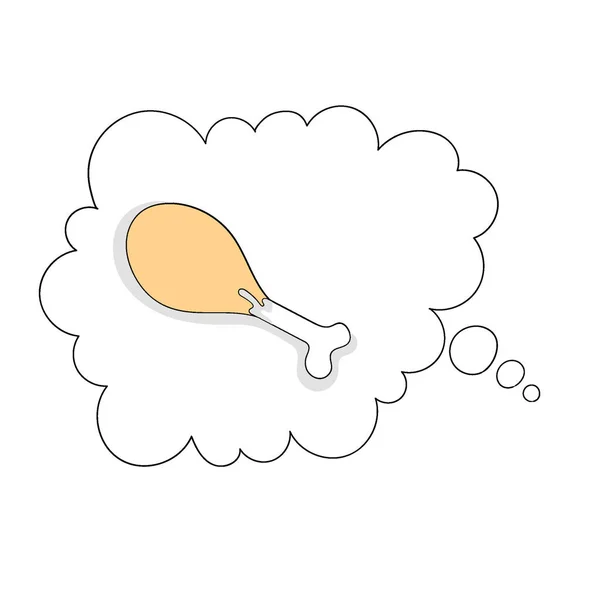 Diseño Vectorial Ilustración Arte Burbuja Chat Nube Con Pollo Frito — Vector de stock