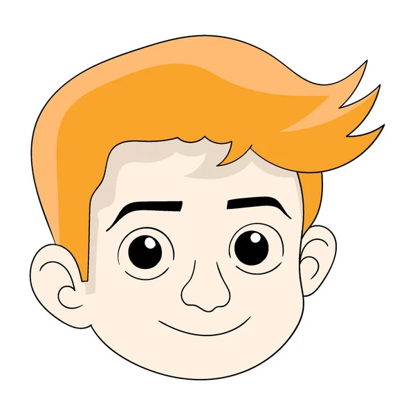 Vektor Design Illustration Kunst Orangefarbene Haare Junge Kopf Emoticon Lächeln — Stockvektor