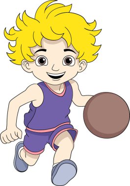 Sarı saçlı, havalı ve şık bir çocuk top sürüyor.