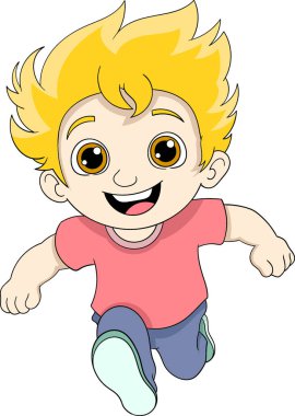 Sarı saçlı bir çocuk koşuyordu.