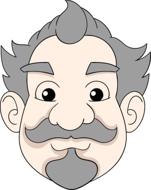 Bir büyükbabanın kafası gri saç ve hardalla çok yaşlı görünür.