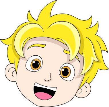 Sarı saçlı bir çocuk mutlu.