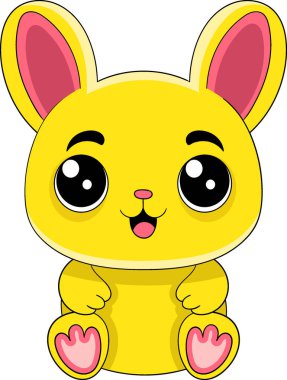 Sevimli, şirin yüzlü sarı tavşan bebek logosu. yaratıcı resim