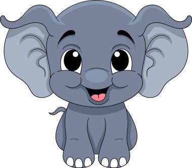 Komik gülüşlü şişman bir fil. yaratıcı resim