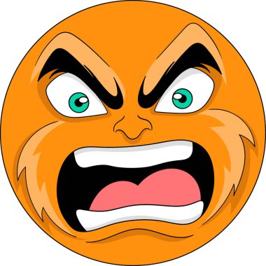 Kızgın bir yüz ifadesi olan turuncu top çizgi film logosu. yaratıcı resim