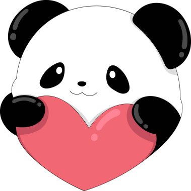Sevgililer Günü mim 'i, pembe aşk tutan panda, yaratıcı çizim tasarımı