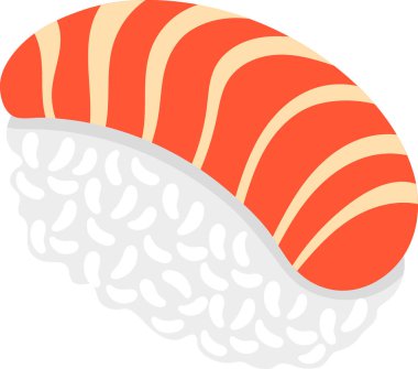 Japon yemek ikonu, suşi pirinç topları ve taze et. yaratıcı çizim 