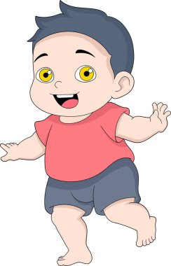 Mutluluğun bir göstergesi olarak, yeni yürümeye başlayan bir çocuk tatil sezonunun gelişini kutluyor. yaratıcı çizim 