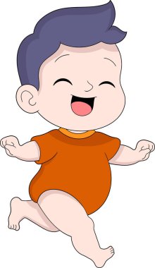 Mutluluğun bir göstergesi olarak, küçük oğlan etrafta koşuşturup hediye alıyor. yaratıcı çizim 