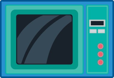 düz illüstrasyon simgesi, mikrodalga elektronik yemek yapma aracı, yaratıcı çizim 