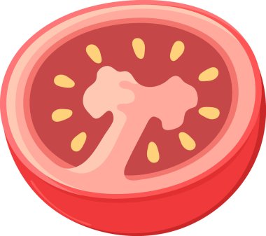 düz çizim simgesi, kırmızı domates kesimi, yaratıcı çizim 