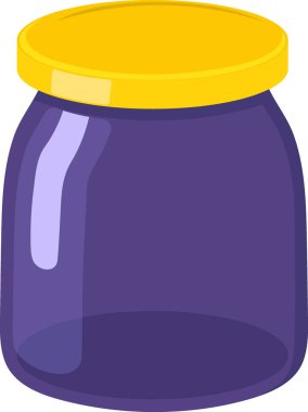 Simge sembolünün düz çizimi, şeffaf efektli mor kavanoz kabı, yaratıcı çizim 