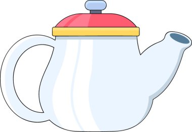 düz tasarım mutfak aletleri, sıcak içecekler için seramik çaydanlık, yaratıcı çizimler 