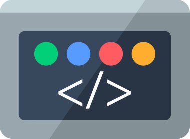 Bir çokluortam simgesinin düz bir resmi, kodlama ağı geliştirme, yaratıcı çizim 