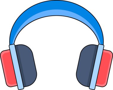 Bir multimedya simgesinin düz bir resmi, mobil uygulama kulaklık müziği, yaratıcı çizim 