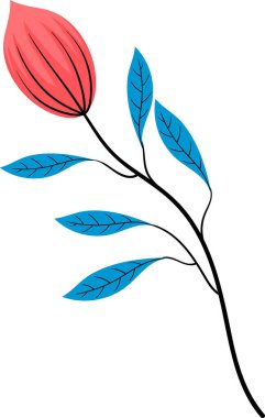 Bir bitkinin düz bir görüntüsünün çizimi, portakal çiçeği tomurcukları meyve vermeye hazır bir dal, yaratıcı çizimler. 