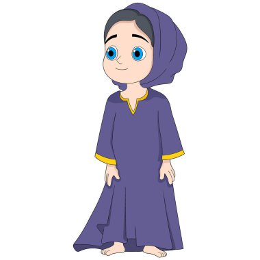 Din karikatürü çizimleri, Ramazan ayını karşılayan bornoz giyen güzel Müslüman kız, yaratıcı çizimler. 