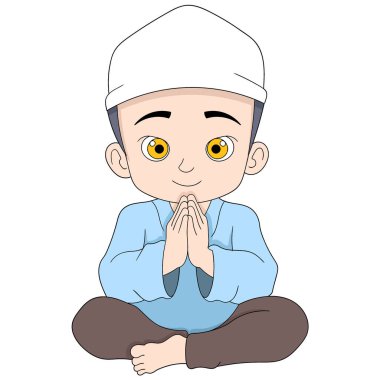 Dini faaliyetler yürüten insanların karalama çizimi, dost yüzlü oturan Müslüman bir adam selamlıyor, yaratıcı çizimler yapıyor. 