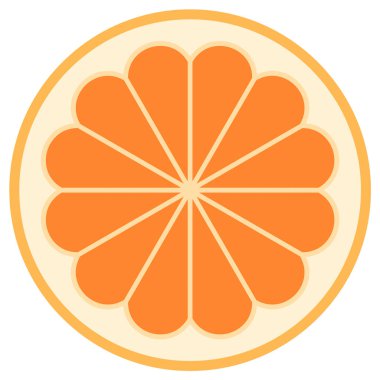 Çalışma nesnesinin düz tasarım çizimi, bir dilim taze turuncu, yaratıcı çizim 