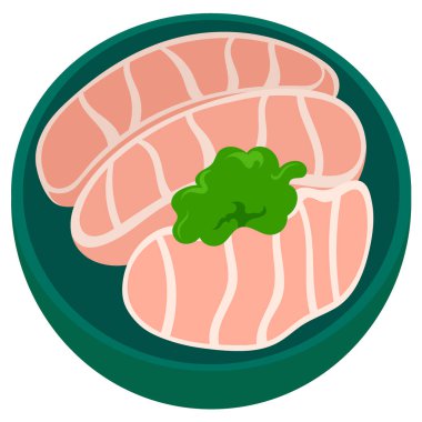 Gıda ikonunun düz çizimi, içinde taze et bulunan bir kase, yaratıcı çizimler. 