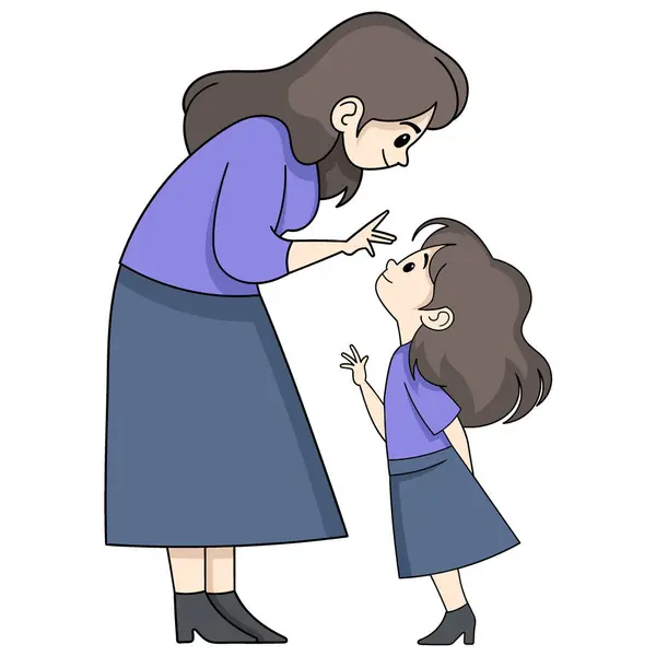 Giorno Della Mamma Cartone Animato Doodle Illustrazione Madre Sta Insegnando — Vettoriale Stock