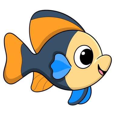 Garip davranan hayvanların çizgi film çizimleri, Dorang balıkları şirin küçük şekillerle renklidir.