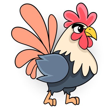 Sevimli hayvan davranışları karalaması, sert yüzlü bir horoz gururla dişileri cezbediyor.