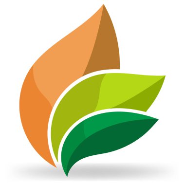 Düz stil üç yaprak logosu, her mevsimde çevrenin istikrarına ve ekosisteme bağlı iş logosu