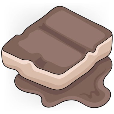 Çizgi film karalama resim nesne simgesi, erimiş çikolata parçacıkları serpiştirilmiş lezzetli mısır gevreği