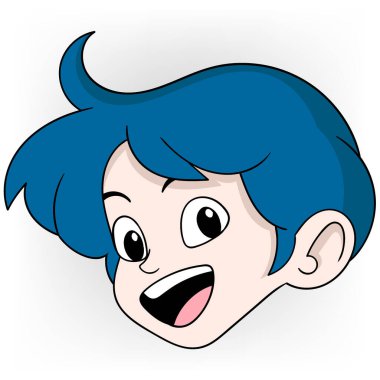 İnsan ifadesinin karalama çizimi, mutlu bir şekilde gülen bir adamın kafası.