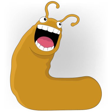 Çizgi film çizimleri garip şekilli sevimli yaratıkları, alaycı suratlı kahverengi solucan bakterilerini karalıyor.